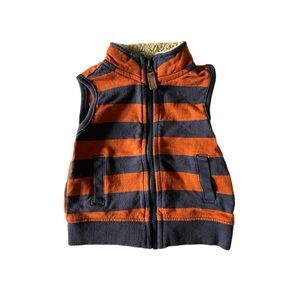 CARTER’S Striped Navy Blue & Orange Baby Vest Size 6 Months
